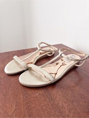Badgley Mischka Champagne Gold T-Strap Flat Sandals